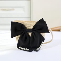 Sweet Kid's Straw Woven Bag Bow Shoulder Bag Outdoor Travel Messenger Bag Beach Bag Mini Children's Coin Purse Handbag