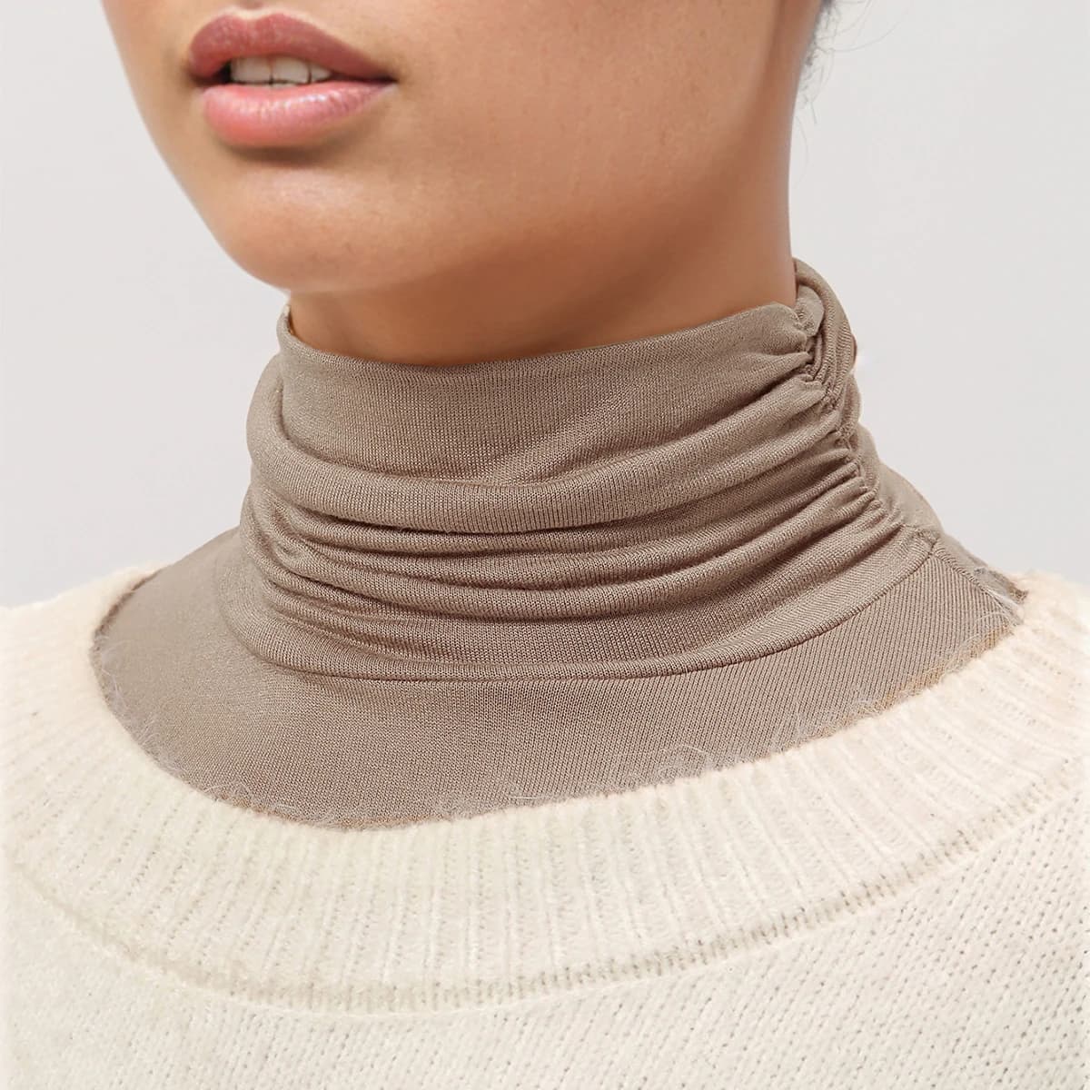 Black Modal High Nack Fake Collar Soft False Collar For Women Solid Color Elastic Jersey Detachable Collar