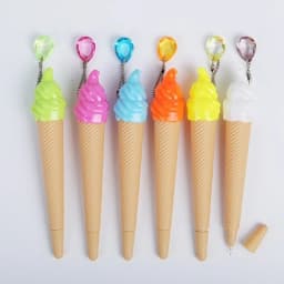6 Pack Ice Cream Pen Cartoon Writing Cute Neutral Pen Childrens Day Gift 0.38 Mm Neutral Pen School Supplies Random Color