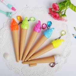 6 Pack Ice Cream Pen Cartoon Writing Cute Neutral Pen Childrens Day Gift 0.38 Mm Neutral Pen School Supplies Random Color