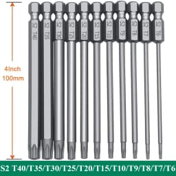 11 PCS Torx Security Bit Set S2 Steel Magnetic Security Screwdriver Set 50/100mm Star Screwdriver Set for Shark Vacuum T6-T40
