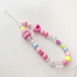 Phone Anti-lost Lanyard Key Short Wrist Pendant Colorful Macaron Round Bead Pendant Women's Hand-held Chain Mobile Phone Lanyard