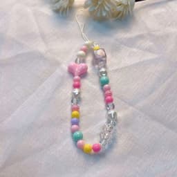 Phone Anti-lost Lanyard Key Short Wrist Pendant Colorful Macaron Round Bead Pendant Women's Hand-held Chain Mobile Phone Lanyard