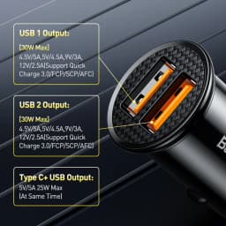Baseus 30W USB Car Charger Quick Charge 4.0 3.0 FCP SCP USB PD For Xiaomi iPhone 12 13 14 Pro Fast Charging Car Phone Charger