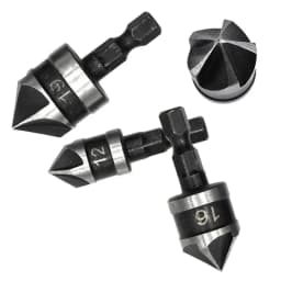 3PC Hexagonal Shank 90 Degree Black Five Blade Chamferer 12/16/19mm Countersink Drill Woodworking Hole Opener Tool Set