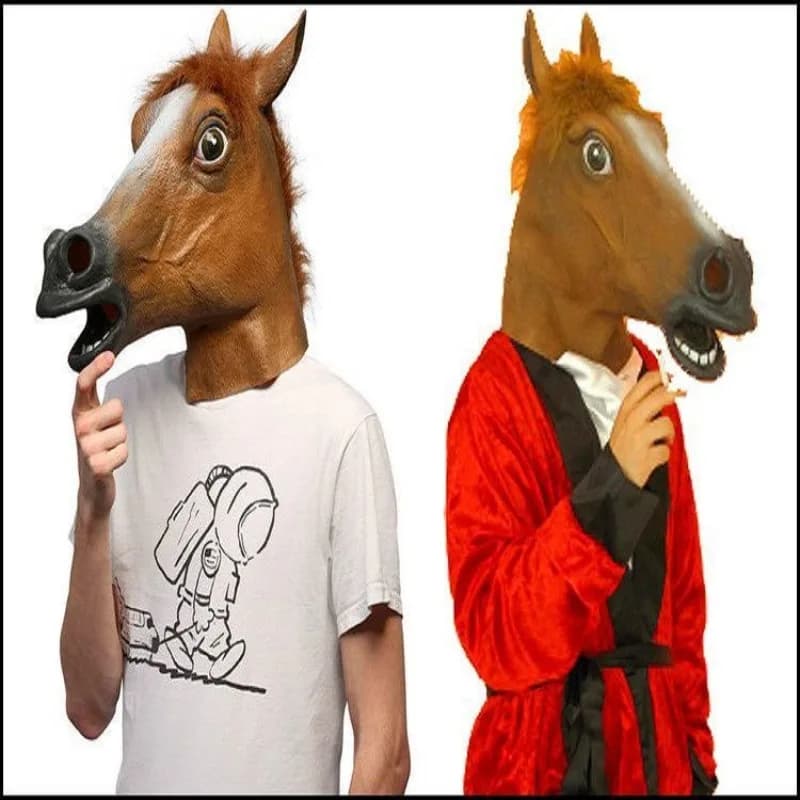 Men Brown Horse Masks Funny Horse Head Mask Latex Wolf Animal Mask Novelty Halloween Cosplay Costumes Headgear Mascara De Latex