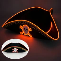 Retro Luminous Pirate Cowboy Hat, Glow In The Dark Headwear for Men Women Halloween Cosplay Props