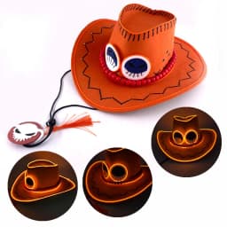 Retro Luminous Pirate Cowboy Hat, Glow In The Dark Headwear for Men Women Halloween Cosplay Props
