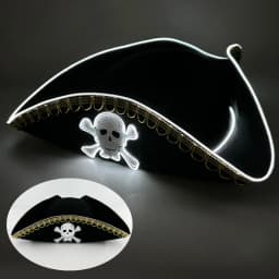 Retro Luminous Pirate Cowboy Hat, Glow In The Dark Headwear for Men Women Halloween Cosplay Props