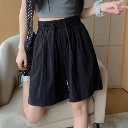 2024 Woman High Waist Folds Loose Shorts Girls Korean Fashion Y2k Clothes Slacks Female Harajuku Black Gray Apricot Shorts Pants