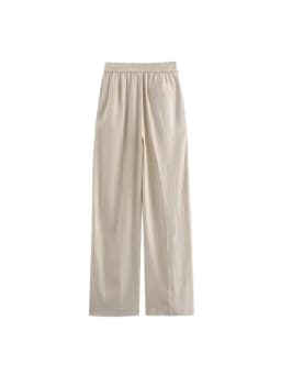 Women's Straight Pants with Front Pockets, High Elastic Waist, Drawstrings, Female Trousers, Chic Fashion