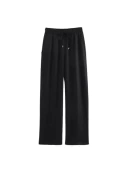 Women's Straight Pants with Front Pockets, High Elastic Waist, Drawstrings, Female Trousers, Chic Fashion