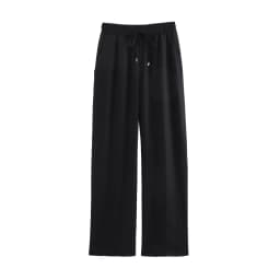Women's Straight Pants with Front Pockets, High Elastic Waist, Drawstrings, Female Trousers, Chic Fashion