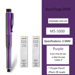Japan Uni Mechanical Pencil M5-5000 Automatic Core Black Technology KuruToga DIVE Self Rotating Pencil For Drawing Writing Art