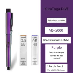 Japan Uni Mechanical Pencil M5-5000 Automatic Core Black Technology KuruToga DIVE Self Rotating Pencil For Drawing Writing Art