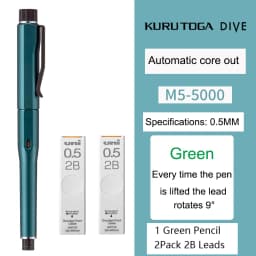 Japan Uni Mechanical Pencil M5-5000 Automatic Core Black Technology KuruToga DIVE Self Rotating Pencil For Drawing Writing Art