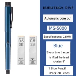 Japan Uni Mechanical Pencil M5-5000 Automatic Core Black Technology KuruToga DIVE Self Rotating Pencil For Drawing Writing Art