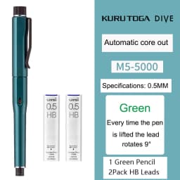 Japan Uni Mechanical Pencil M5-5000 Automatic Core Black Technology KuruToga DIVE Self Rotating Pencil For Drawing Writing Art
