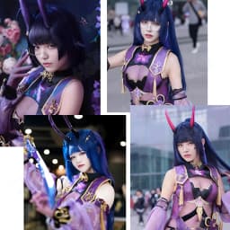 Raiden Mei Cosplay Wig HSIU 80CM Dark Blue Gradient Dark Purple Long Hair Synthetic Wig+Wig Cap Game Honkai Impact 3 Cosplay Wig