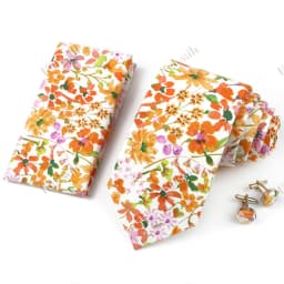 High Quality 7cm Floral Cotton Ties Hanky Cufflink Set Green Blue Skinny Necktie For Men Wedding Party Groom Cravat Accessories