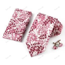 High Quality 7cm Floral Cotton Ties Hanky Cufflink Set Green Blue Skinny Necktie For Men Wedding Party Groom Cravat Accessories