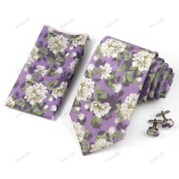 High Quality 7cm Floral Cotton Ties Hanky Cufflink Set Green Blue Skinny Necktie For Men Wedding Party Groom Cravat Accessories