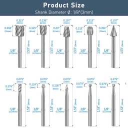10pcs HSS Rotary File For Steel Milling Cutters For Metal Rat-tail File Hard Metal Rotary File Set Compatible Woodworking Tool