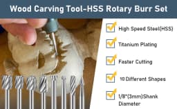 10pcs HSS Rotary File For Steel Milling Cutters For Metal Rat-tail File Hard Metal Rotary File Set Compatible Woodworking Tool