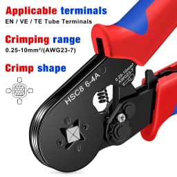 HSC8 6-4A Crimping Tool 0.25-10mm for Ferrule Tubular Terminals ² 23-7AWG Ferrule Crimping Clamp Set Wire Head Electrician Tools