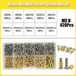 420/500Pcs Heat Set Insert Nuts Stainless Steel Brass Thermal Threaded Inserts for 3D Printing Plastic CNC Projects
