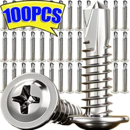 100PCS High-Strength #8 M4.2 Self-Tapping Sheet Metal Screws - 410 Stainless Steel Truss Head, Quick Tapping for Lath to Metal