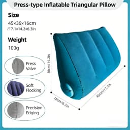 Triangular Travel Pillow Inflatable Office Neck Lumbar Support Pillow Thickened Flocking Leg Rest Pillow for Air Travel