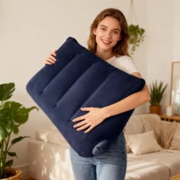 Triangular Travel Pillow Inflatable Office Neck Lumbar Support Pillow Thickened Flocking Leg Rest Pillow for Air Travel