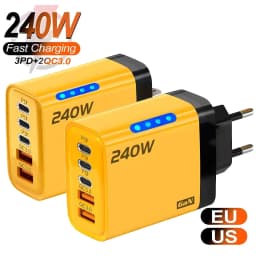 5 Ports USB C PD Charger Quick Charge 3.0 Type C USB Phone Chargers Fast Charging Adapter For IPhone17 16 15 Samsung Xiaomi Huaw