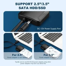 SATA to USB 3.0 Cable SATA III Hard Drive Adapter Converter for 2.5" 3.5" SSD HDD Hard Drive Disk with 12V/2A Power Adapterer
