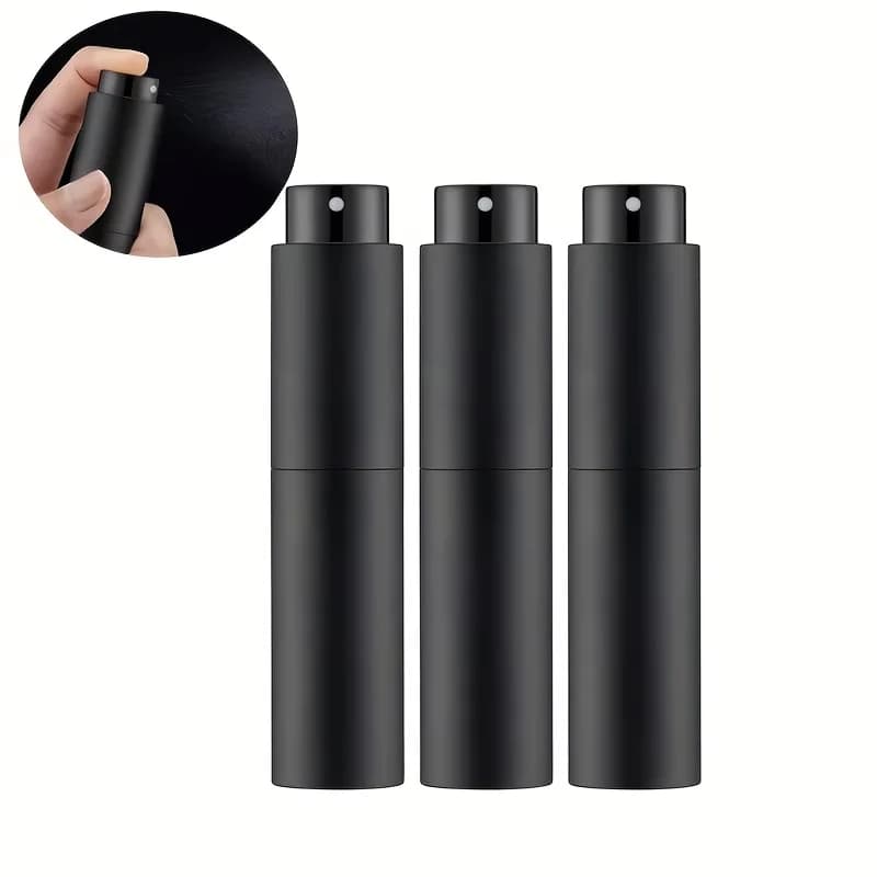 10ml Travel Perfume Atomizer, Refillable Cologne Container, Empty Spray Bottle for Mini Atomizer Size (Black)