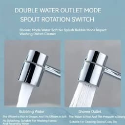 1pc 1080° Swivel Stainless Steel Faucet Extender Splashproof Dual Spray Mode Bathroom Sink Accessories Universal, with Adapter
