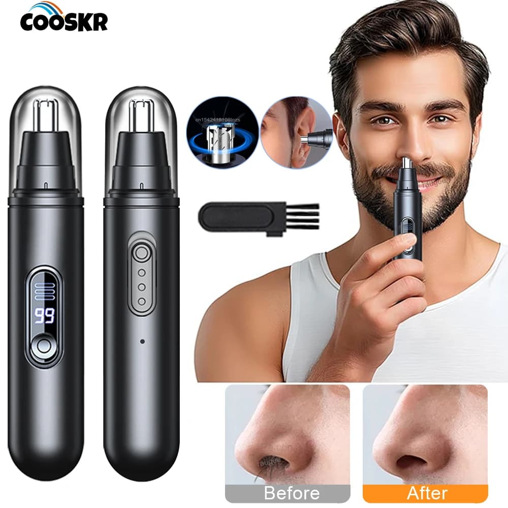 Nose Hair Trimmer Mini Portable Electric Nose Hair Clipper Rechargeable Automatic Shaving Nose Eyebrow Ear Painless Hair Remover