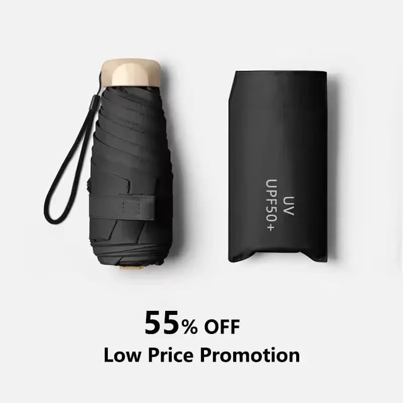 Mini Paraguas De Bolsillo Para Lluvia, Sombrilla Plegable De Vinilo Con Protección Ultravioleta UV, Parasol De Bolsillo, Cápsula