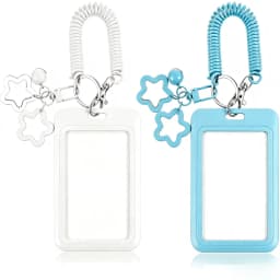Colorful Star-Shaped Retractable Plastic ID Card Holder with Keychain. Cute and Practical, Suitable for Bus Cards, Campus ID