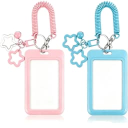 Colorful Star-Shaped Retractable Plastic ID Card Holder with Keychain. Cute and Practical, Suitable for Bus Cards, Campus ID