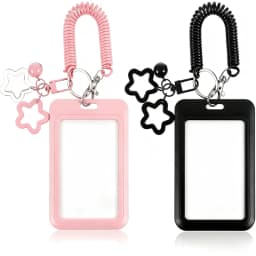Colorful Star-Shaped Retractable Plastic ID Card Holder with Keychain. Cute and Practical, Suitable for Bus Cards, Campus ID