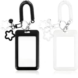 Colorful Star-Shaped Retractable Plastic ID Card Holder with Keychain. Cute and Practical, Suitable for Bus Cards, Campus ID