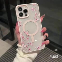 Pink Cherry Elegant Floral Background Design Magnetic Phone Case For iPhone 18 17 16 15 14 13 12 Pro Max 11 16Plus 16E Air Cover