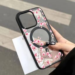 Pink Cherry Elegant Floral Background Design Magnetic Phone Case For iPhone 18 17 16 15 14 13 12 Pro Max 11 16Plus 16E Air Cover