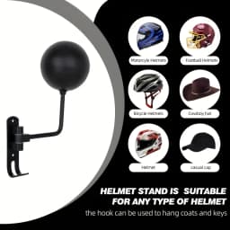 Motorcycle Helmet Holder Swivel 180° Wall Shelf Helmet and Jacket Hanger Metal Hook Metal Shelves Perfect Gift
