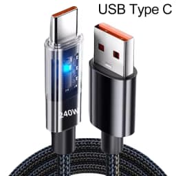 240w Nylon USB Type C Super Fast Charging Cable Led Digital Display Usb C Charger Data Cord For Samsung Xiaomi Huawei Honor