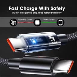 240w Nylon USB Type C Super Fast Charging Cable Led Digital Display Usb C Charger Data Cord For Samsung Xiaomi Huawei Honor