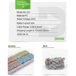 34PCS Boxed Lever Quick Home Wire Connectors Terminals Conductor Spliceable Butt Wiring Block Reusable Electrical Connectors