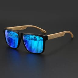 New Fashion Square Sunglasses - Wood Grain Spring Hinge, UV400 Unisex for Driving, Hiking & Travel